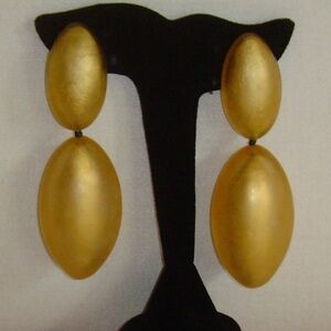MONIES Frosted Lucite Over Gold Foil Dangle Clip-On Earrings
